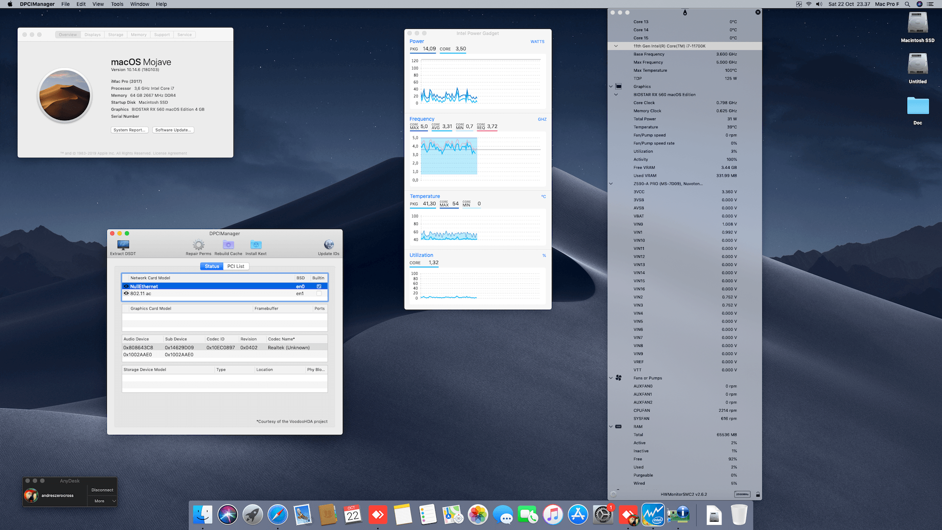 Success Hackintosh macOS Mojave 10.14.6 Build 18G103 in MSI Z590-A Pro + Intel Core i7 11700K + Biostar RX 560